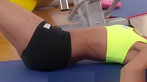 Tight belly teen 18+ licked by Milf fitness trainer