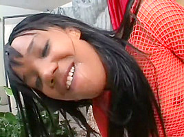 Tight ebony ho with a massive ass takes it from a hung white dude