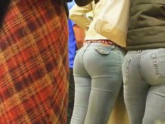 Tight summer jeans candid videos