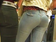 Tight summer jeans candid videos