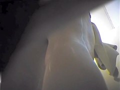 Tits with fantastic hard nips on dressing room