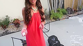 Tony Rubino And Cameron Canela In Cute Brunette In Pink Dress Gives Dude A Deep