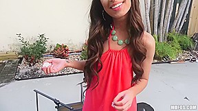Tony Rubino And Cameron Canela In Cute Brunette In Pink Dress Gives Dude A Deep
