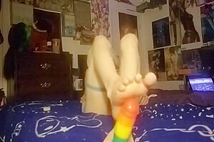 Trans Girl Rides Dildo & Footjob Ft  Animalauren