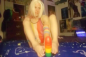 Trans Girl Rides Dildo & Footjob Ft  Animalauren