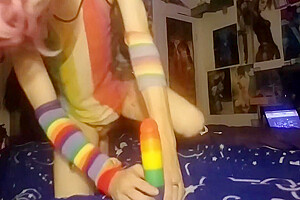 Trans Girl Rides Dildo & Footjob Ft  Animalauren