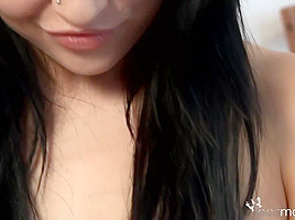 Trisha is caressing herself to seduce us