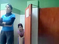 Two Girls Spied Going Toilet