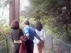 Two girls making out in public