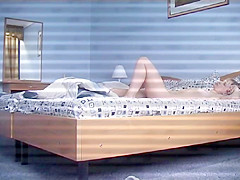 Uninhibited blonde takes her clothes off and goes to bed in
