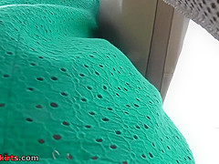 Upskirt footage of g-string of a girl in a-line skirt
