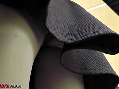 Upskirt panties look sexy under the mini skirt