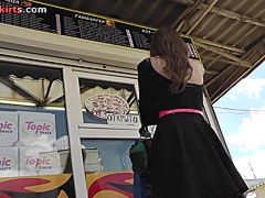 Upskirt video with young angel in the black dress