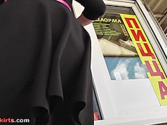 Upskirt video with young angel in the black dress