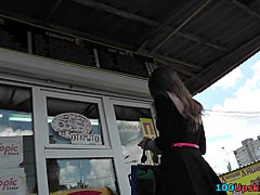 Upskirt video with young angel in the black dress