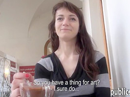 Very skinny amateur Eurobabe fucked and facialed for money