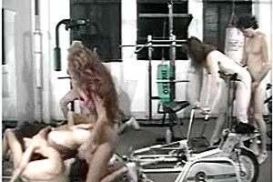 Vintage orgy in a gym