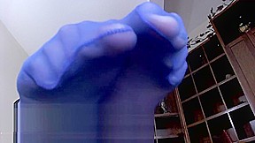 WOrship Her Big Blue Pantyhose Feet