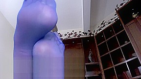 WOrship Her Big Blue Pantyhose Feet