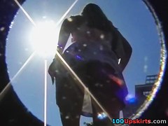 Well-shaped gal upskirt