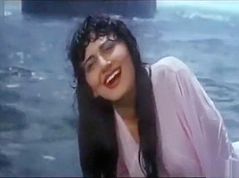 Wet Hot Indian Actress getting wet in sexy clothes in river