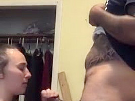 White bitch sucks bbc and gets facial