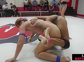 Wrestling wild lesbians finger pussies at public place