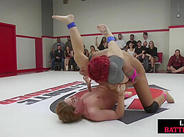 Wrestling wild lesbians finger pussies at public place