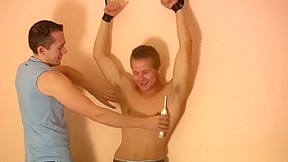 Young Muscular Dude Tickled by Small Skinny Guy