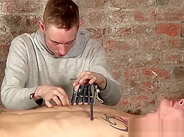 Young dominant male torments helpless sub twink