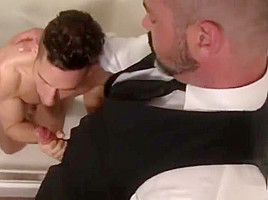 Young jock has emergetic sex with a hairy muscle bear