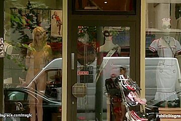 Zenza Raggi - Slave Posing Naked In Public Window
