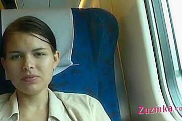 Zuzinka shows pussy in a crowded train
