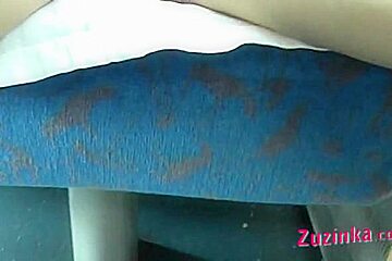 Zuzinka shows pussy in a crowded train
