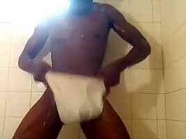 big dick thug jacking off in the shower