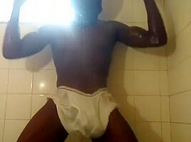 big dick thug jacking off in the shower