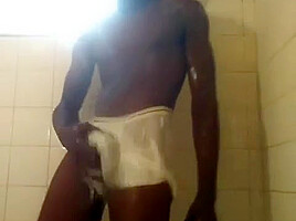 big dick thug jacking off in the shower