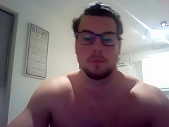 bodybuilder cums on table