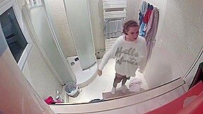 college girl in bathroom shower 1 of 4
