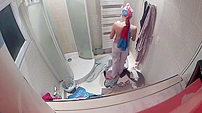 college girl in bathroom shower 1 of 4