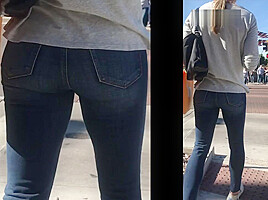 creep shot hot blonde bubble ass