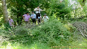german lederhosen gangbang in nature