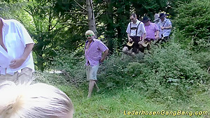 german lederhosen gangbang in nature