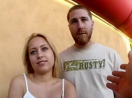 hot blonde girlfriend fucks stranger and boyfriend watch