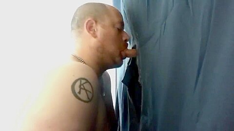 nice Step daddy cock and big load at gloryhole
