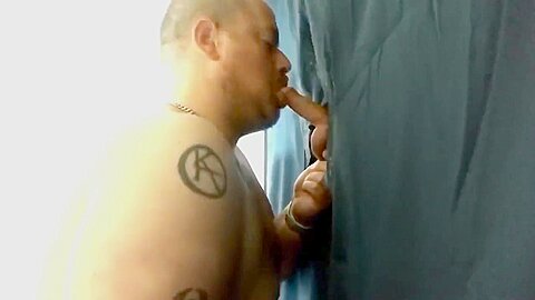 nice Step daddy cock and big load at gloryhole