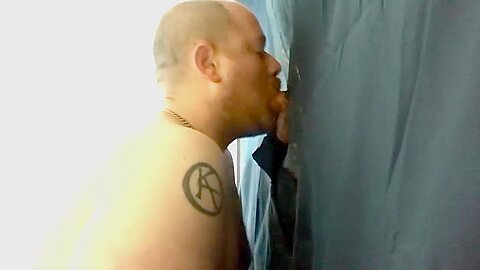 nice Step daddy cock and big load at gloryhole
