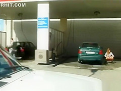 peeing at the car wash