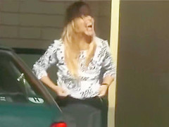 peeing at the car wash