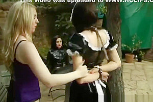 sissy maid serves and humiliated by two Mistresses
